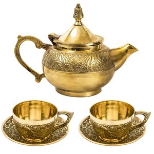 Antique Vàng Ấn Độ Brass Tea Cup với chiếc đĩa trang trí bàn tay rắn khắc thiết kế mới nhất cup chiếc đĩa đặt tại giá bán buôn - Product Image 1