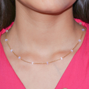 Collier chaîne perlée en argent sterling 925 de 16 pouces avec pierre de lune bijoux fins pour femmes pierre de naissance cadeau de mariage pierre naturelle - Product Image 2