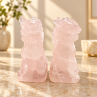 Figurine Qilin en Quartz Rose, Bête Gardienne en Cristal Sculptée, Décoration d'Intérieur, Pierre de Guérison, Cadeau de Collection