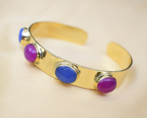 Pierre précieuse naturelle 9X11 MM avec bracelets en pierre de forme ovale à la mode réglables faits à la main plaqués or 18 carats - Product Image 1
