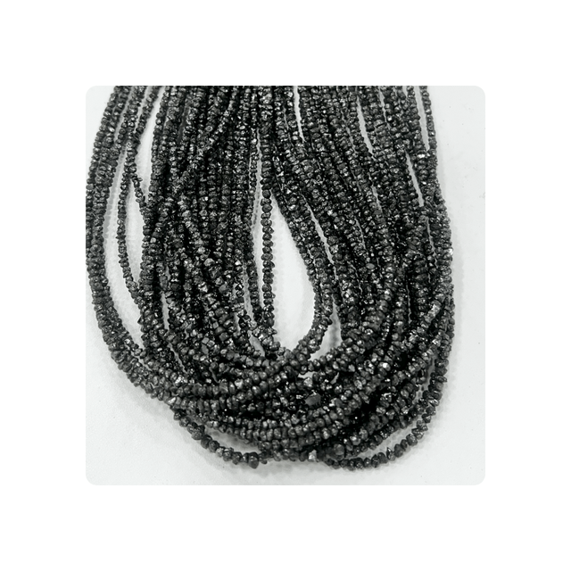 Wholesale Alif International Premium 15 Inches Natural Black Diamond Uncut Beads 3-4mm CMA Certified 5 Strands MOQ Fashion