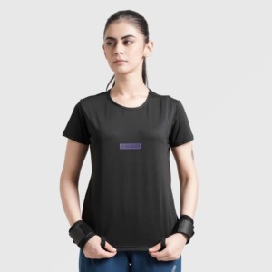 Minimalistic Women's T-<b>Shirt</b> (Black) Breathable Knitted <b>Y2K</b> Style Logo Diamond Decorations Cute Heart Character One Fits All - Product Image 1
