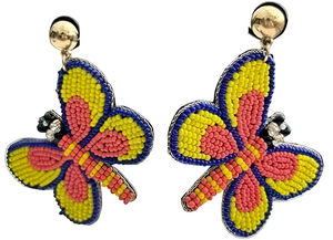 Boho Vintage joyería de moda pendientes grandes declaración con cuentas bordado mariposa pendiente fabricante indio - Product Image 1