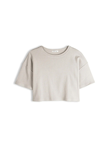 Top Corto de Mujer de Punto Waffle, Camiseta Corta Oversize con Hombros Caídos, Top Casual de Moda, Básicos Premium, Logotipo Personalizado, OEM, Venta al por Mayor - Product Image 5