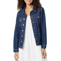 Femmes Vintage décontracté Denim vestes col montant Style universitaire lavé plaine Jean manteau à la mode tricoté pour l'hiver