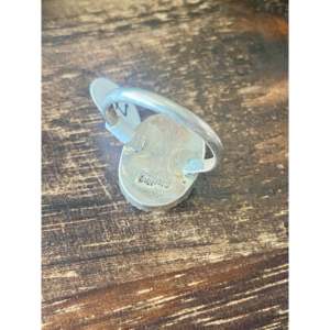 Navajo Handmade White Buffalo Sterling Silver <b>Ring</b> Size 8.25 <b>Adjustable</b> Letter Pattern Natural Stone Hip Hop for Everyday Wear - Product Image 5
