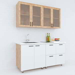 Sistema de Muebles de Cocina Mini de Madera Maciza y MDF con Tamaño de 1.6m y Múltiples Compartimentos (BTB68015) - Product Image 2