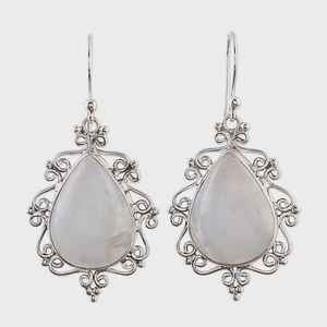 Boucles d'oreilles en pierre de lune poire faites à la main, bijoux en argent sterling 925, pierres précieuses, cadeau élégant pour femmes, design bohème - Product Image 1