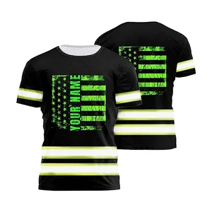 Custom Name Safety Workwear For Workers Hi Vis Shirt Reflective Construction Site Patriotic Safety Clothes Sublimation T-Shirt