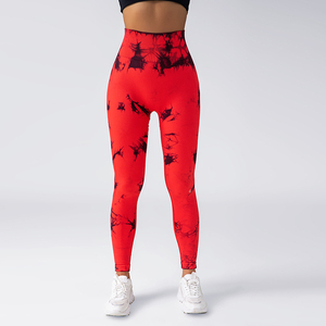 Pantalones de Yoga para levantamiento de glúteos de cintura media de cintura alta de invierno para mujer, mallas fruncidas de entrenamiento sin costuras con tinte de corbata a la venta - Product Image 5