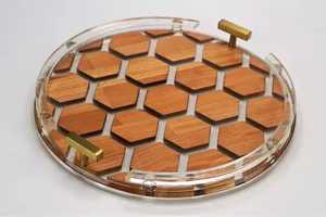 Plateau de service en bois de résine écologique à succès, durable, sûr, style moderne, pour mariages royaux, fêtes, petit-déjeuner, nourriture, décoratif - Product Image 4