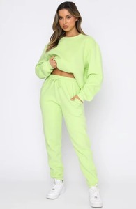 Traje de chándal informal de manga larga para Otoño e Invierno para mujer, nuevo jersey de cuello cruzado de Color sólido, conjunto de pantalones, tejido holgado - Product Image 4