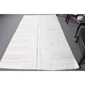 Alfombra de 5.2x8.9 pies, Alfombra Turca Vintage, Alfombra Blanca de Lana del Suroeste - Product Image 1