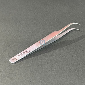 Pince à épiler de précision antistatique en acier inoxydable de haute qualité à pointe incurvée pour l'extension de cils volumineux - Product Image 3