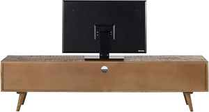 MANGO <b>WOODEN</b> ECO-FRIENDLY TRADITIONAL <b>TV</b> UNIT with LARGE CAPACITY MULTICOLOR DRAWERS and BRASS FINISHING - Product Image 3