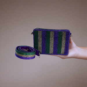 Joli design Mardi Gras sac à main perlé avec fermeture à glissière dames sacs à main sangles pour les célébrations du jour du match à la demande sacs à main perlés - Product Image 3