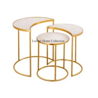 Ensemble de 3 tables gigognes rectangulaires en bois, table d'appoint et table basse, salon et chambre à coucher, table à boire, couleur marron, meubles