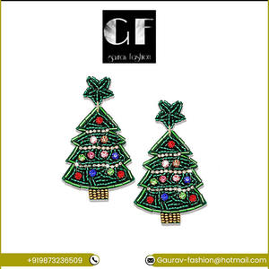 Nouveau coloré noël cristal étoile boucles d'oreilles à la mode plaqué or avec poire diamant créatif arbre Design direct inde - Product Image 2