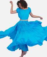 Femmes grande taille gitane 25 Yard Long fluide couleur unie Renaissance juste jupe Turquoise Wevez Turquoise Ghera jupe coton longue