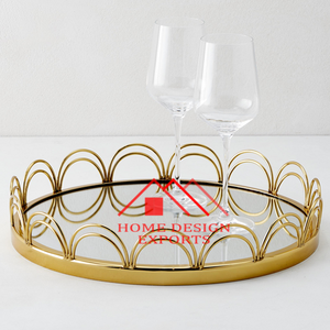 Bandeja para servir alimentos de metal hecha a mano con acabado plateado y bandeja para servir bebidas de bar a precio mayorista - Product Image 5