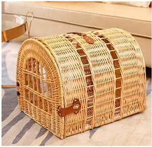Foldable Hand Wicker Rattan Pet Backpack Carrier for <b>Cats</b> and Dogs Belt Closure for Animals - Product Image 4