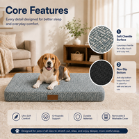 Lit pour chien en chenille avec base en mousse à haute résilience, design discret pour chiens âgés et petits, rectangle moderne pour chats et chiens