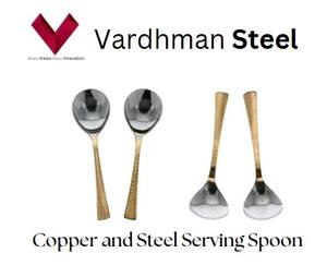 Cuchara de servicio de acero inoxidable y cobre Chapado en plata clásica para boda con logotipo personalizado, aleación de Metal duradera con pulido de espejo - Product Image 5