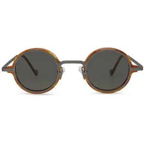 Lunettes de soleil vintage luxe Steampunk hommes femmes verres en nylon montures rondes montures de lunettes en acétate inoxydable