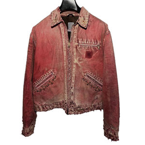 Wholesale Streetwear Custom Wash Trucker Denim <b>Zip</b> Button Plus Size Knitted Vintage Duck Canvas Work <b>Jacket</b> <b>Men</b> Haus Industries - Product Image 1