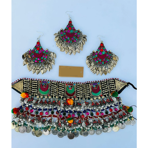 Parure de bijoux style Afghani Kuchi Design léger pour femme Collier Boucles d'oreilles pour la fête - Product Image 6