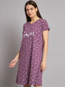 Camisón de Encaje 100% Algodón para Mujer, Manga Media, Largo Completo, Tejido Transpirable, Estampado Animal, Elegante, Primavera Verano - Product Image 2