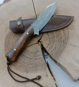 Wholesale 2024 High Carbon <b>Steel</b> Hunting Knife Handmade Wooden Handle Fine Leather Sheath Viking Style Industrial Grade - Product Image 3