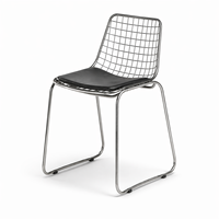 Silla de Comedor de Alambre Metálico WILLOW, Color Personalizado con Recubrimiento en Polvo |   Muebles de Exterior para Restaurantes Industriales |   Asiento Acolchado para Cafetería o Bistro