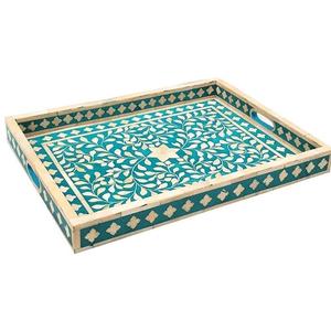 "Bandeja de incrustaciones de hueso Floral hecha a mano de lujo Decoración elegante para el hogar Regalo de San Valentín para ella Perfecto para servir y exhibir el mejor precio - Product Image 5