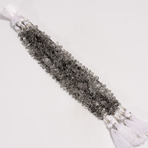 Perles en forme de poire de quartz rutile noir, pierre précieuse de quartz rutile noir, perles lisses fabrication de bijoux perles de pierres précieuses naturelles, 8 pouces - Product Image 1