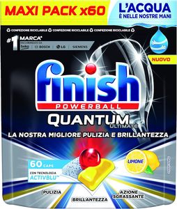 Finish, Quantum Ultimate 180 Pastillas para Lavavajillas con Tecnología Activblu, 3 Paquetes de 60 Pastillas, Limón - Product Image 5