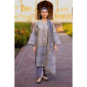 Traje de Verano Casual de 3 Piezas en Corduroy Gris con Estampado a Bloques para Mujer - Product Image 4