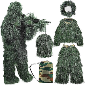 <span class=keywords><strong>Tuta</strong></span> 5 in 1 Ghillie 3D <span class=keywords><strong>Camouflage</strong></span> da caccia abbigliamento tra cui giacca pantaloni cappuccio borsa per il trasporto adatto per bambini Unisex adulti - Product Image 1
