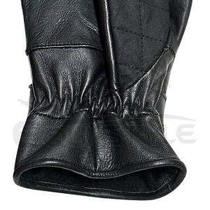 Gants en cuir matelassé noir avec fermeture à pression Doigts entiers Hiver Coupe-vent Vente en gros Logo personnalisé Mode masculine Gants de conduite - Product Image 6
