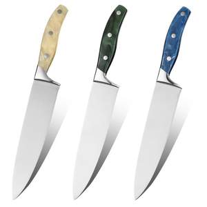 Venta al por mayor personalizado de calidad superior OEM ODM servicio cuchillo de Chef de acero de Damasco con mango de madera de olivo cuchillo de cocina hoja fija - Product Image 3