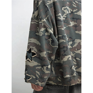 เสื้อฮู้ดดี้ผู้ชายผ้าฝ้าย 100% สำหรับฤดูหนาว งานปักลายแบบดิสเทรส ดีไซน์ประดับคริสตัล งานหนัก คุณภาพสูง สไตล์สตรีทแวร์ ผลิตตามสั่งจากโรงงาน - Product Image 2