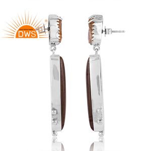 ต่างหูเงินแท้ชุบออกซิไดซ์ประดับพลอยซิทรินธรรมชาติและพลอยโนเรนาแจสเปอร์ ผลิตโดยผู้ผลิตเครื่องประดับตามสั่ง - Product Image 3