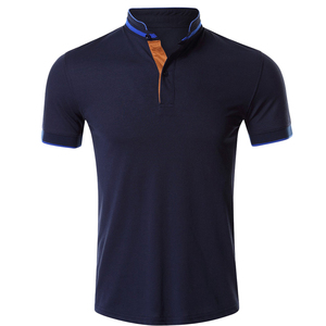 Moda de los Hombres Nuevo diseño de verano raya cuello acanalado Color transpirable liso manga corta transpirable Polo camiseta camisetas - Product Image 1