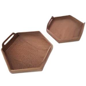 Bandeja hexagonal KORU hecha a mano de madera de alta calidad, diseño moderno, resistente al calor, multifuncional, la mejor bandeja decorativa de exportación - Product Image 2