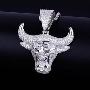 Bull Demon King จี้เพชรแท้,เครื่องประดับทองคำแท้จี้สำหรับสามีของคุณพร้อมสายคล้อง