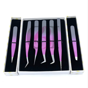 Haute Qualité Double Couleur Poudre Revêtement Argent Pointe En Acier Inoxydable Extension De Cils Pince À Épiler Avec Sourcils Pince À Épiler Beauté Outils - Product Image 1