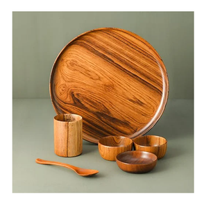 Meilleur prix service de table en bois forme ronde classique différentes tailles assiette en bois durable pour décoration de table de dîner - Product Image 3