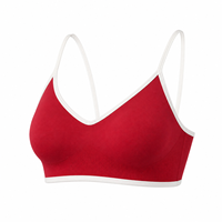 Groothandel OEM ODM Yogabroekje 75% Nylon 25% Spandex 220gsm Rode Contrast Bies Licht Ondersteunende Spaghettiband Yoga Top Zachte Gym Top