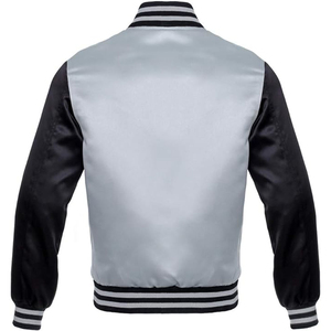 Veste de baseball violette avec logo personnalisé, veste bomber en satin pour hommes, fabricant OEM ODM, varsity - Product Image 6