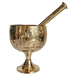 ครกทองเหลืองและสากพร้อมสลักขัดเสร็จสำหรับเครื่องบดกาแฟและเครื่องเทศด้วยมือเครื่องครัว - Product Image 1